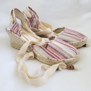 Roxy Sz 7.5 Tiana Striped Wedge Espadrille Sandals